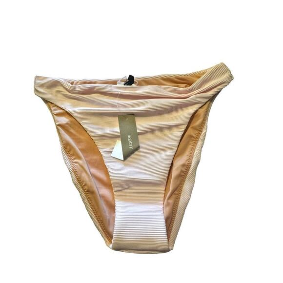 J. Crew Women's Ribbed High-Rise Cheeky Bikini Bottom Pink Size Small NWT - Picture 1 of 10